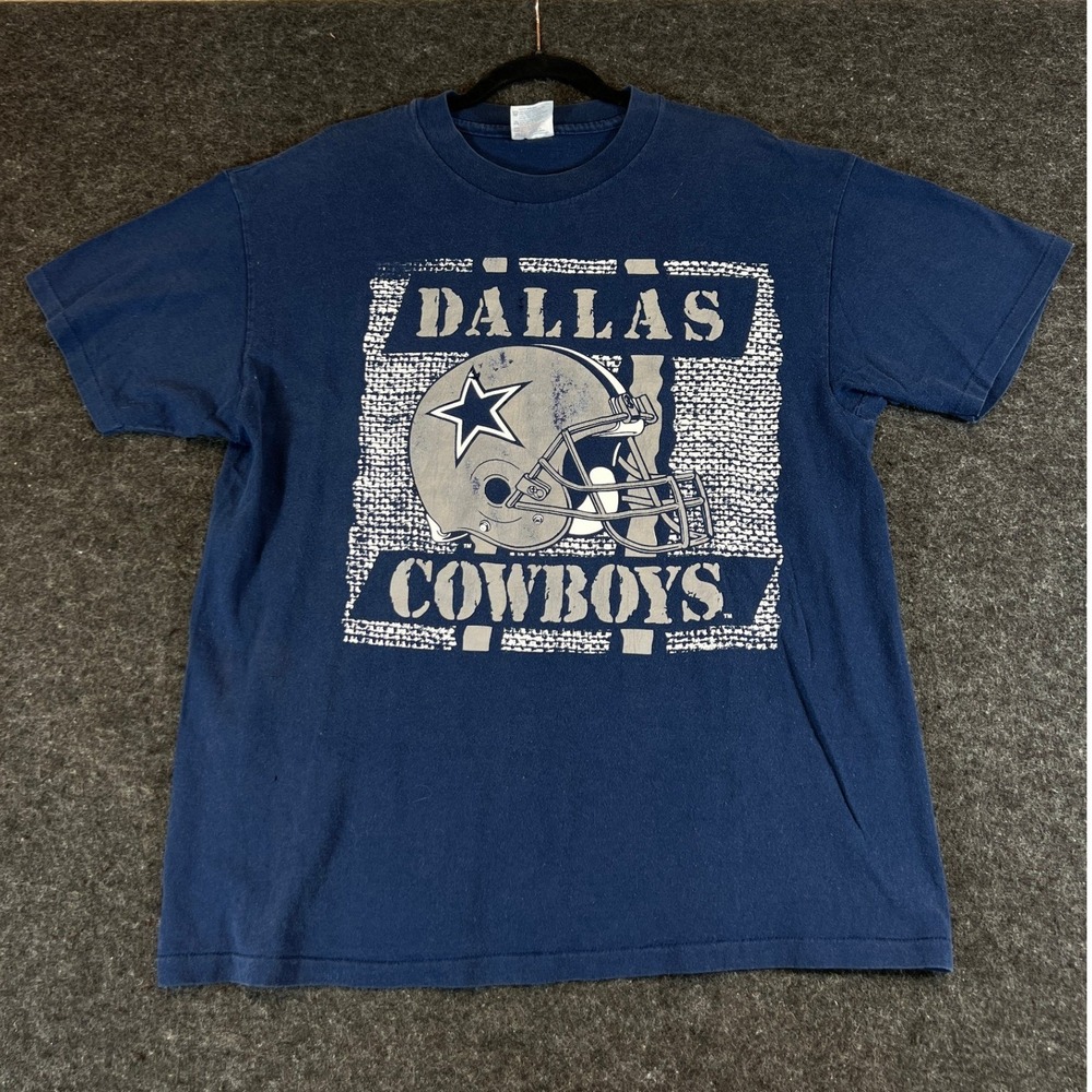 Vintage 90s Dallas Cowboys T Shirt Hanes Heavyweight Navy Blue XL Made in USA